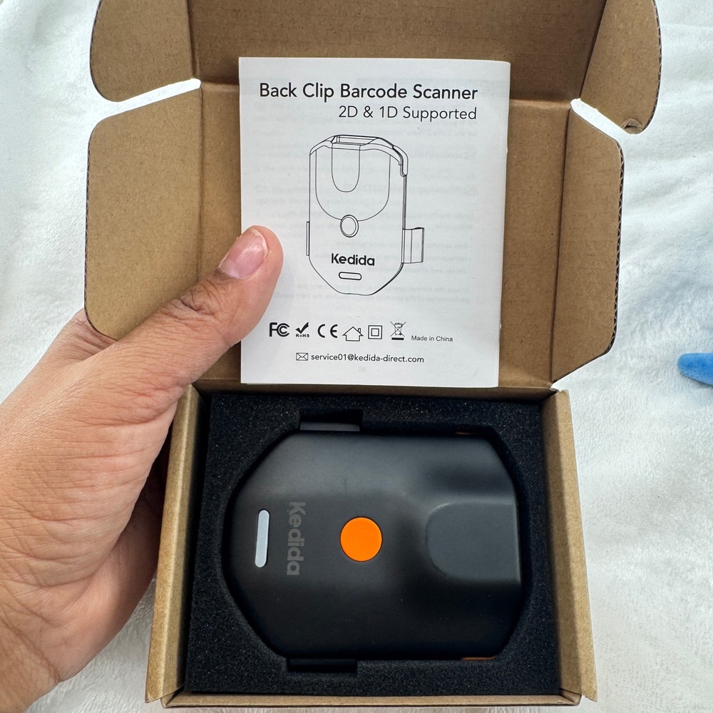 Kedida Barcode Scanner Back Clip KDA010 Black 2D 1D Portable USB NEW